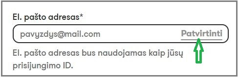 Registracija amway-lithuania.com puslapyje el pašto nurodymas
