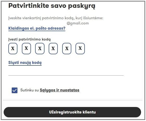 Registracija AMWAY puslapyje kodo įvedimas