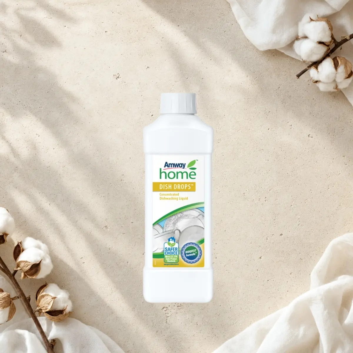 Amway Home Dish Drops koncentruotas indų ploviklis su Safer Choice ženklu