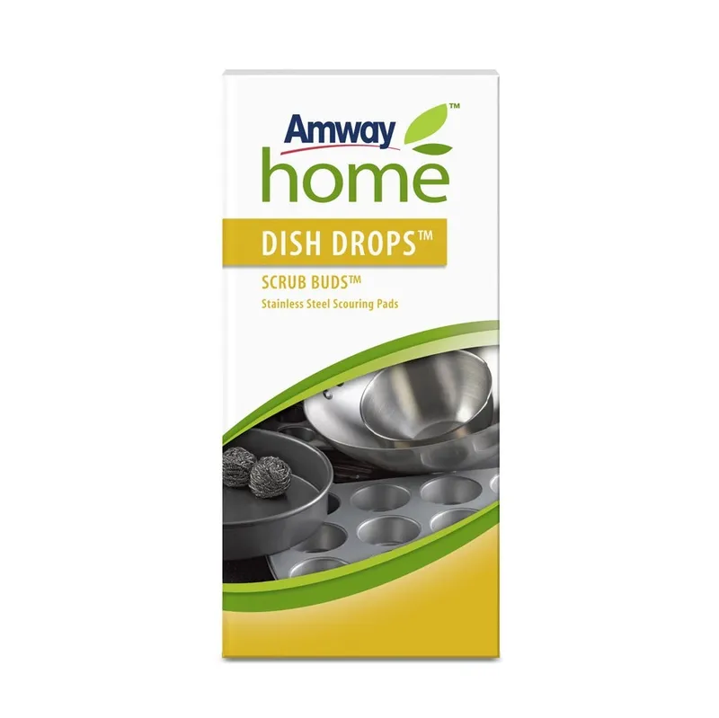 Nerūdijančio plieno šveistukai DISH DROPS SCRUB BUDS, efektyviai šalina nešvarumus ir nebraižo paviršių.