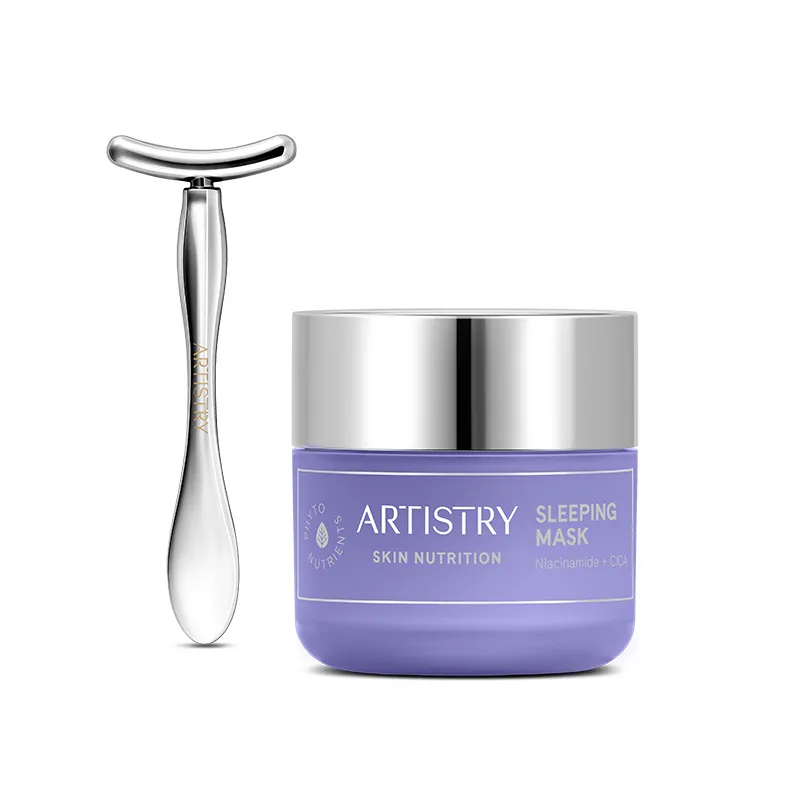This Artistry Skin Nutrition Sleeping Mask features a soothing, creamy texture in a sleek jar, ideal for overnight hydration.