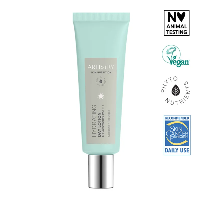 Drėkinamasis dieninis losjonas SPF 30, kuris suteikia 24 valandų drėkinimą ir apsaugo odą nuo senėjimo požymių.