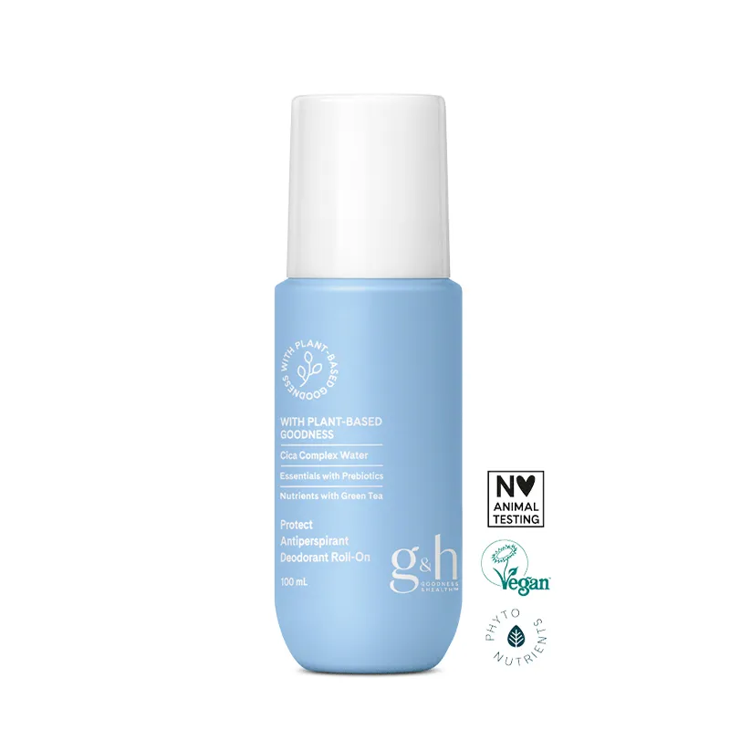 g&h Protect rutulinis dezodorantas ir antiperspirantas, greitai džiūstantis, apsaugantis nuo prakaitavimo ir kvapo.