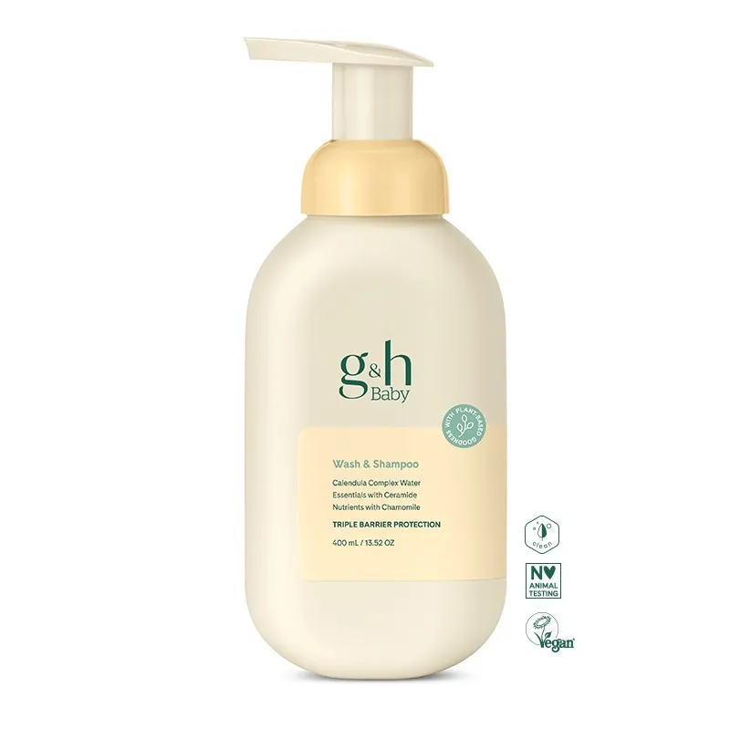g&h шампунь и средство для купания 2-в-1 бережно очищает кожу ребенка и увлажняет её.