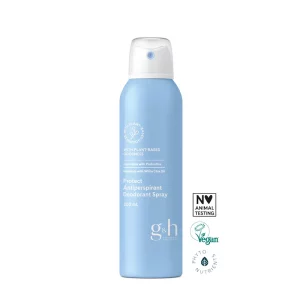 Protect Дезодорант-антиперспирант спрей g&h GOODNESS & HEALTH™ g&h Дезодорант-антиперспирант спрей с пребиотиками и маслом белой чиа для защиты от запаха и влаги.