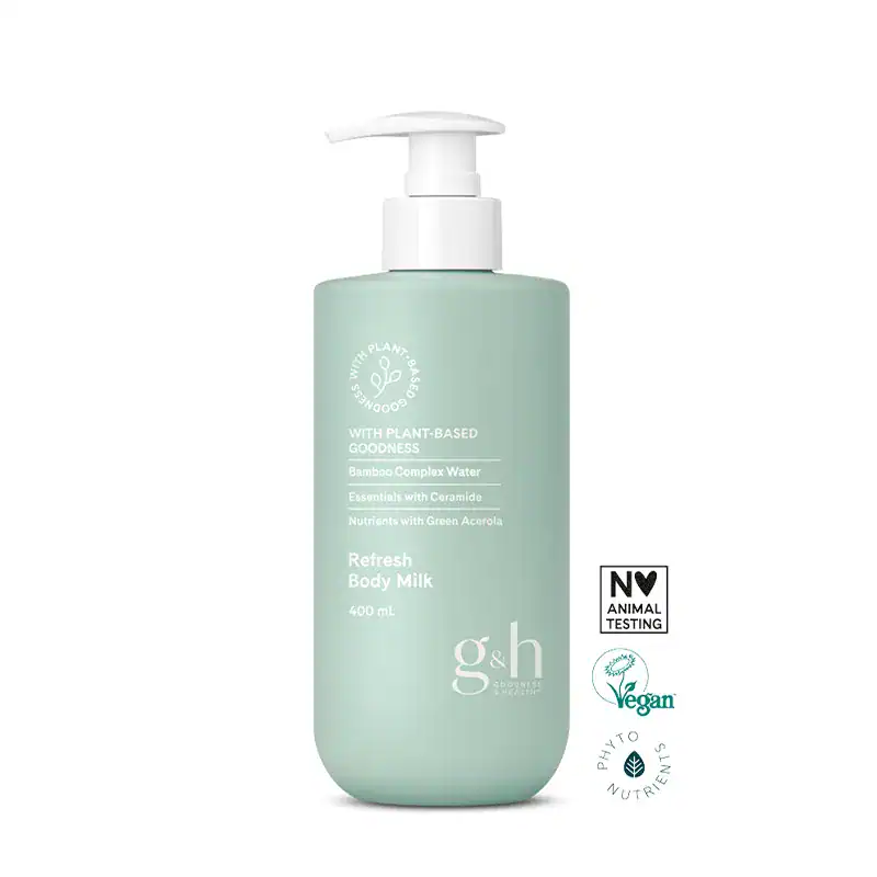 g&h GOODNESS & HEALTH™ Refresh kūno pienelis, drėkinantis ir apsaugantis odą, su gaiviu citrusiniu aromatu.