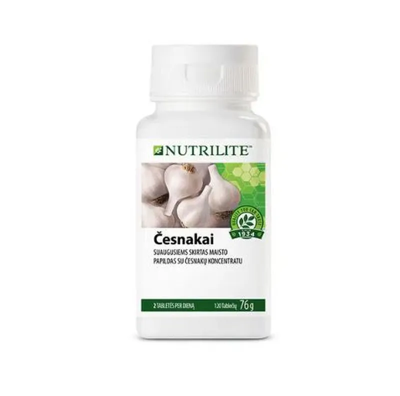 Nutrilite™ česnakų maisto papildas su šaltmėtės skoniu, palaiko širdies sveikatą ir imunitetą.
