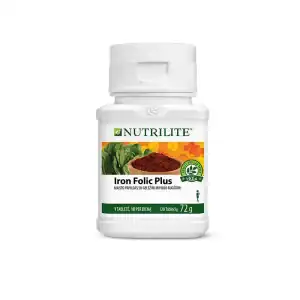 Nutrilite Iron Folic Plus tabletės, kurios aprūpina organizmą geležimi ir folio rūgštimi nėštumo metu.