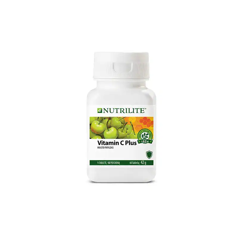 Nutrilite Vitaminas C Plus tabletė 240 mg imuninei sistemai palaikyti, pagaminta iš malpigijos ekstrakto ir citrusinių vaisių