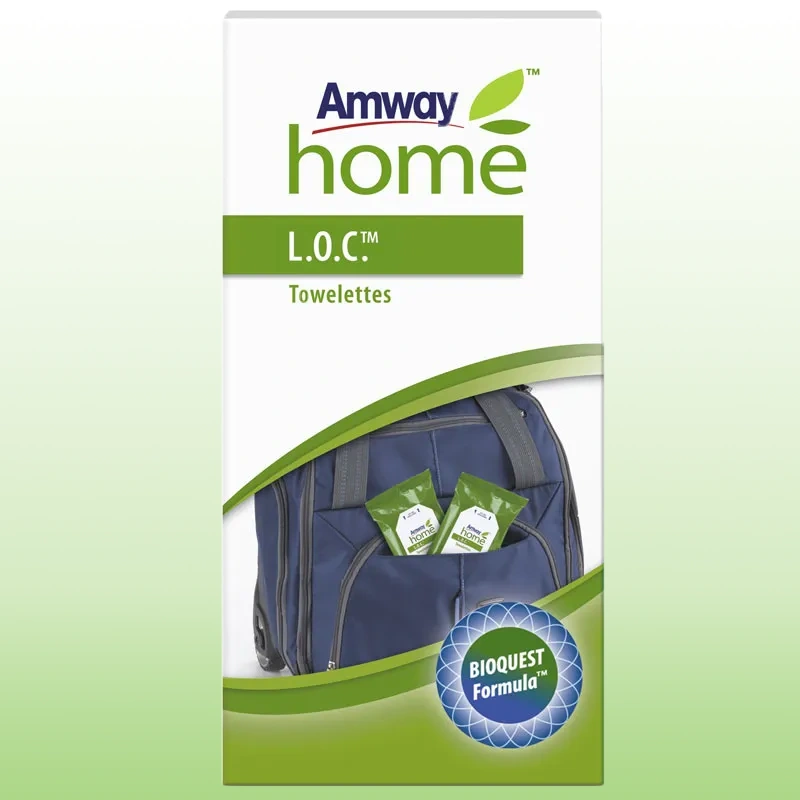 Amway L.O.C. servetėlės rankose ant švarios virtuvės stalo