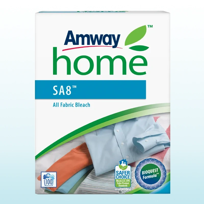 Amway SA8 visų audinių baliklis – efektyvus ir saugus sprendimas SA8 deguonies pagrindu veikiantis baliklis be chloro