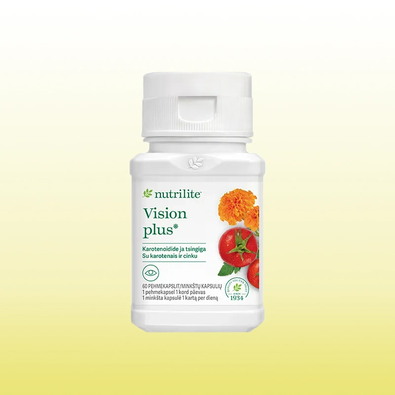 Nutrilite Vision Plus: vitaminai akims ir regai kasdien Nutrilite Vision Plus maisto papildas regėjimui su liuteinu ir zeaksantinu